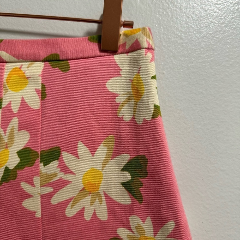 Moschino 1990s Y2K Cheap & Chic Pink Pleated Daisy Print Skirt Size 10 - Picture 12 of 14